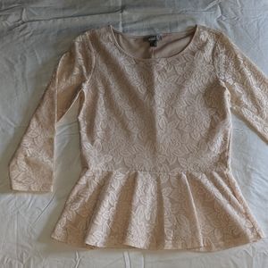 Loft XS Cream peplum 3/4 sleeves